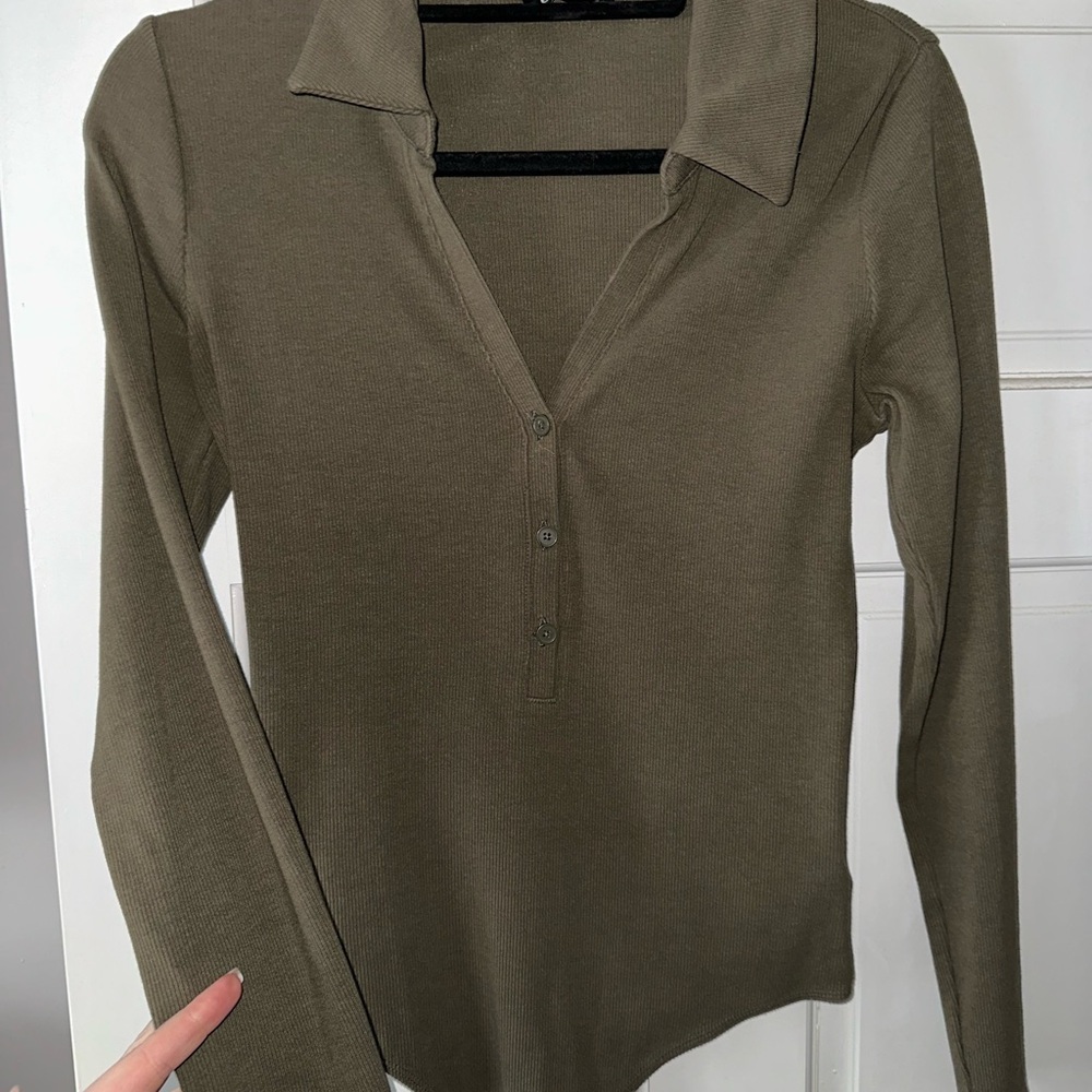 Express Polo Collar Green Bodysuit